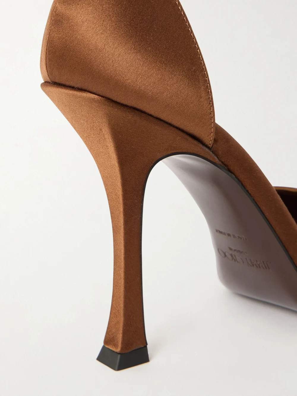 Close-up detail of the Jimmy Choo Stevie 100 Crystal-embellished Satin Pumps
