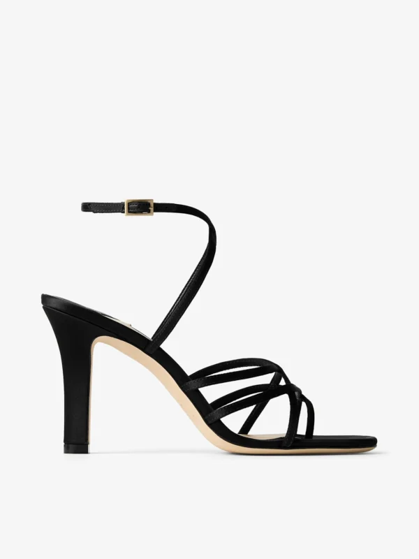 Jimmy Choo Strappy Black Satin Sandal