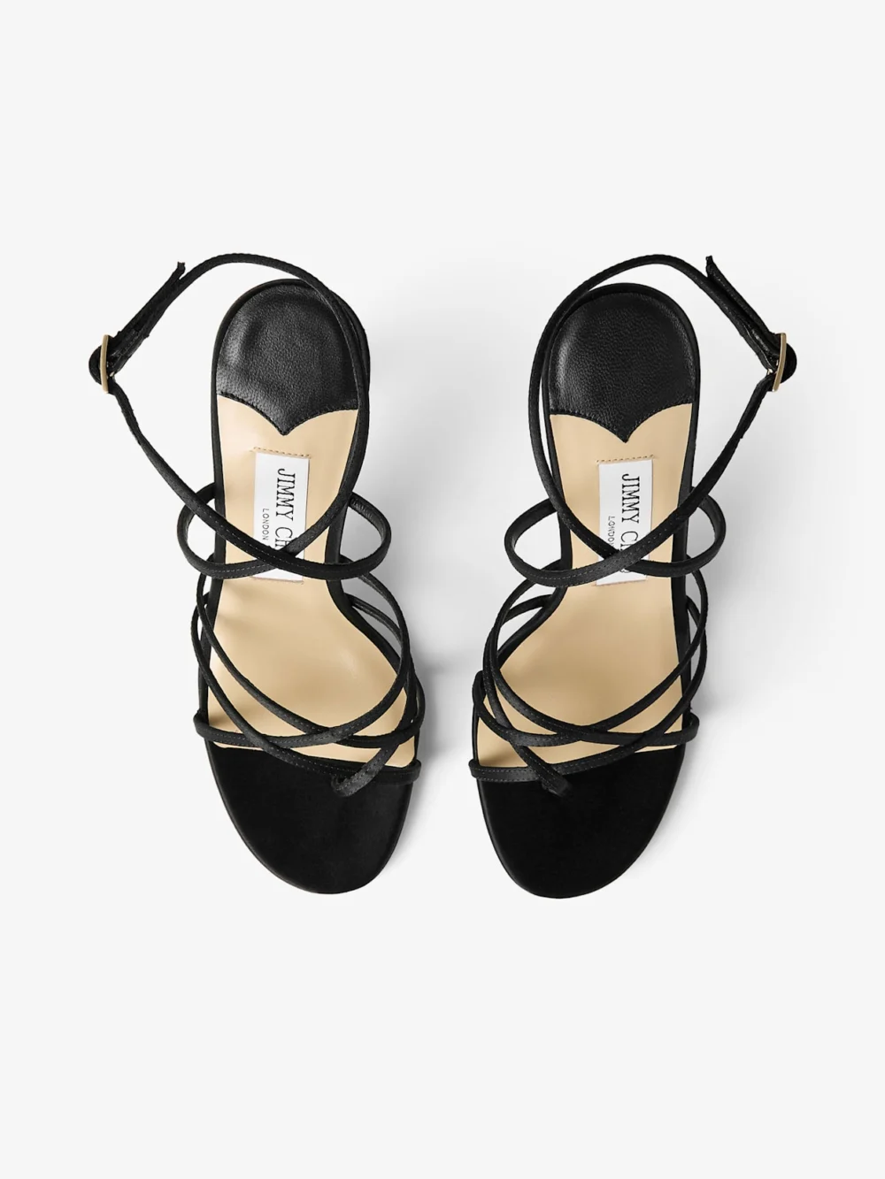 Jimmy Choo Strappy Black Satin Sandal, another view