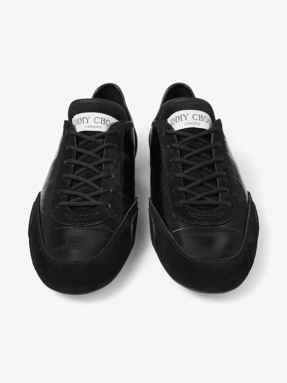 Jimmy Choo Sunny F Black Leather Mix and Eel Printed Leather Low Top Trainers, another view
