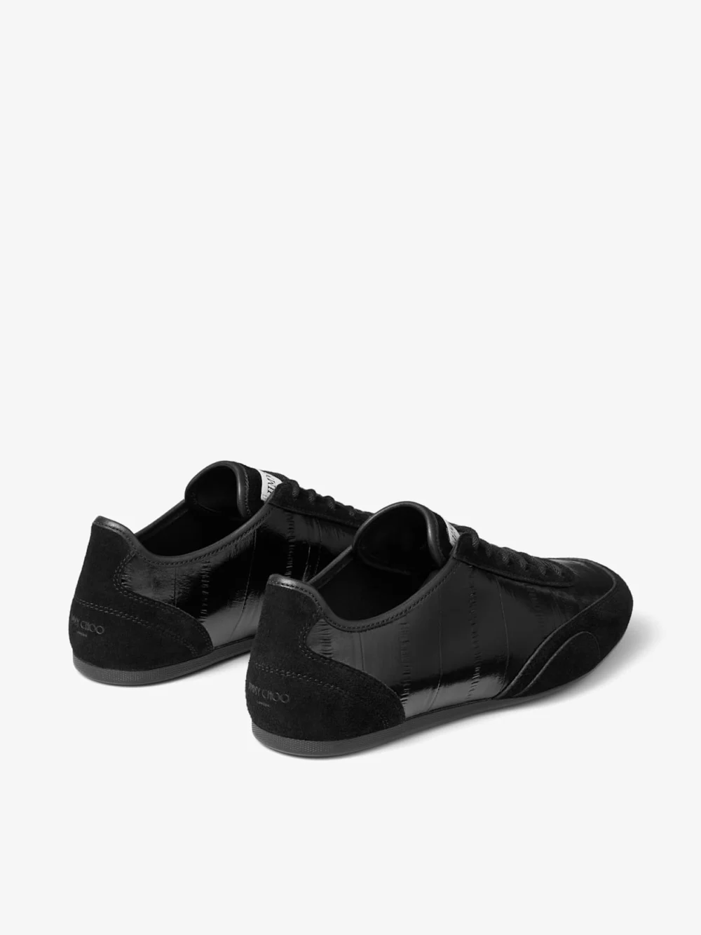 Jimmy Choo Sunny F Black Leather Mix and Eel Printed Leather Low Top Trainers, another view