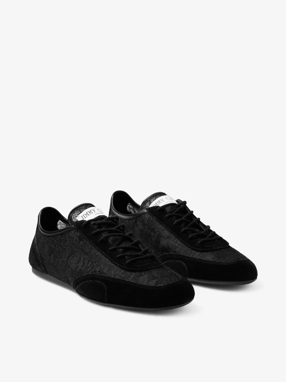 Back view of the Jimmy Choo Sunny F Black Leather Mix and Jimmy Choo Lace Low Top Trainers