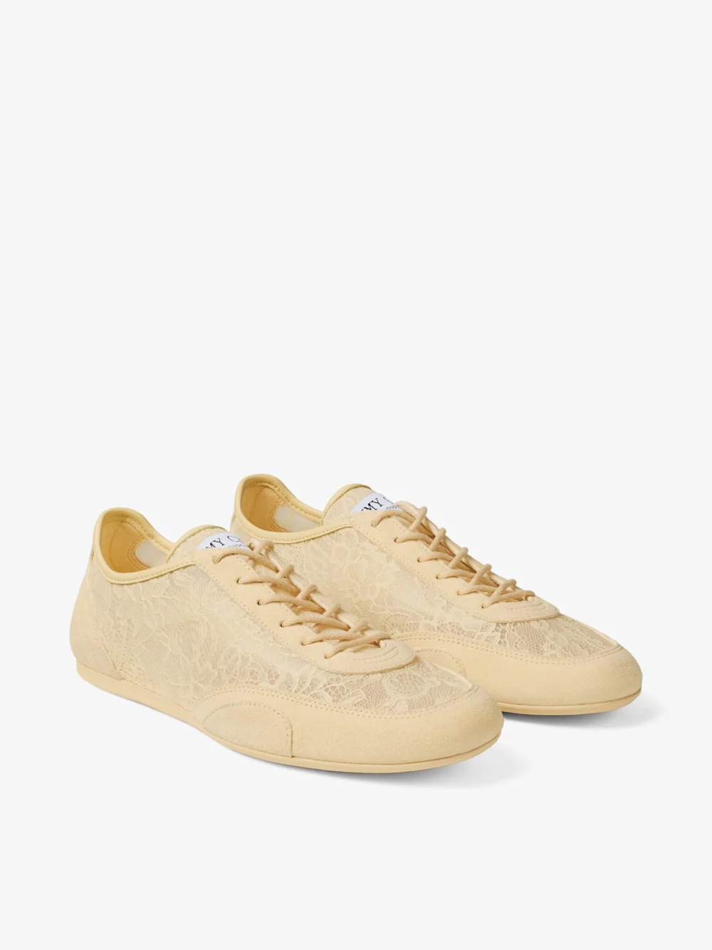 Side view of the Jimmy Choo Sunny F Corn Leather Mix and Jimmy Choo Lace Low Top Trainers