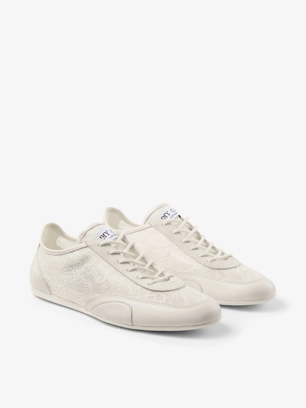 Back view of the Jimmy Choo Sunny F Latte Leather Mix and Jimmy Choo Lace Low Top Trainers