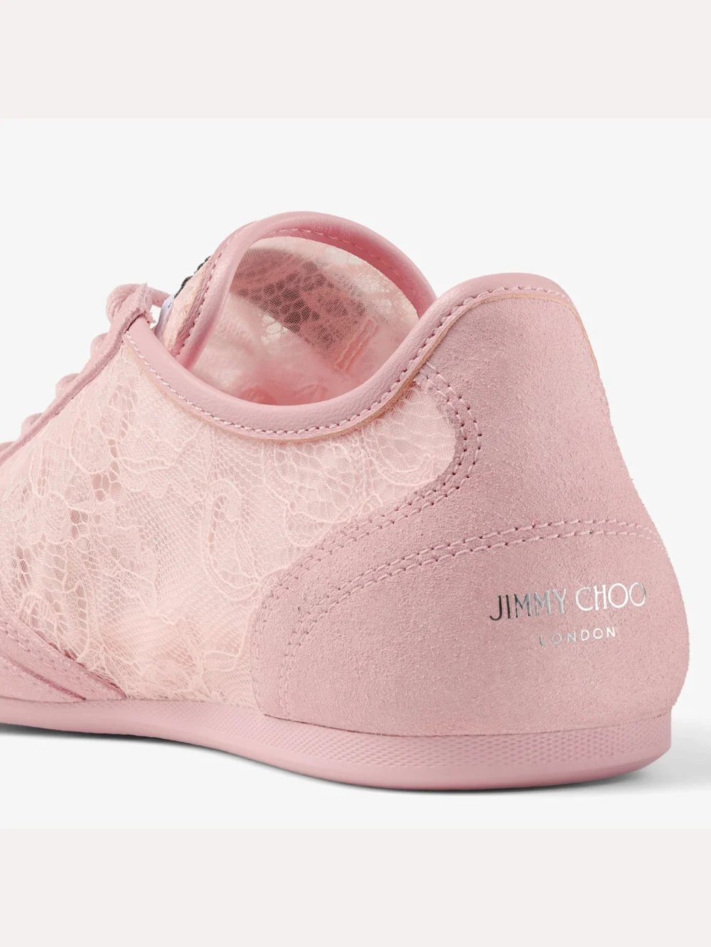 Back view of the Jimmy Choo Sunny F Rose Leather Mix and Jimmy Choo Lace Low Top Trainers