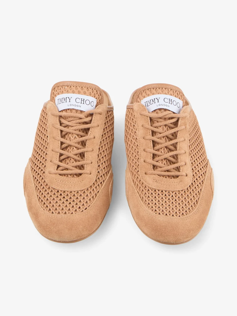 Jimmy Choo Sunny Mule F Toffee Leather Mix and Diamond Mesh Low Top Mule Trainers, another view