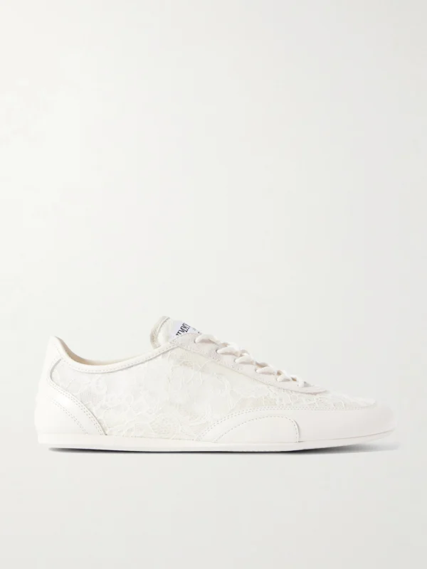 Jimmy Choo Sunny Suede-trimmed Leather and Lace Sneakers