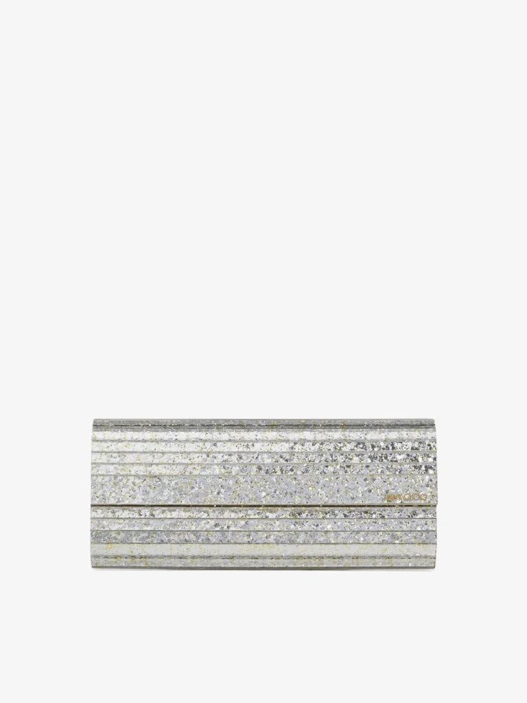 Jimmy Choo Sweetie Champagne Coarse Glitter Acrylic Clutch Bag