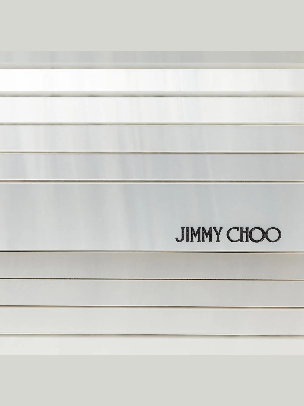 Back view of the Jimmy Choo Sweetie Ivory Mother of Pearl Clutch Bag with Silver Chain Strap