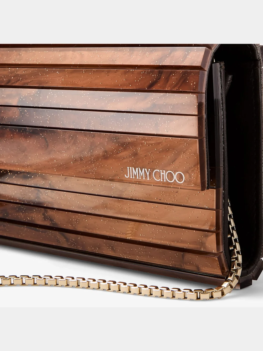 Back view of the Jimmy Choo Sweetie Toffee Marble Effect Acrylic