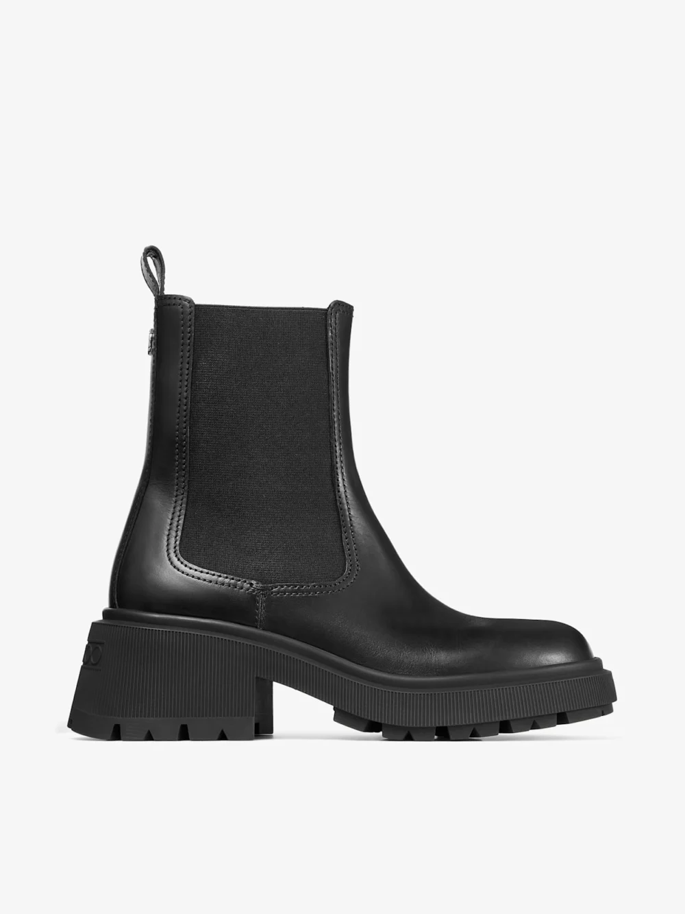 Jimmy Choo Tamia Chelsea Flat Black Shiny Calf Leather Chelsea Boots in black