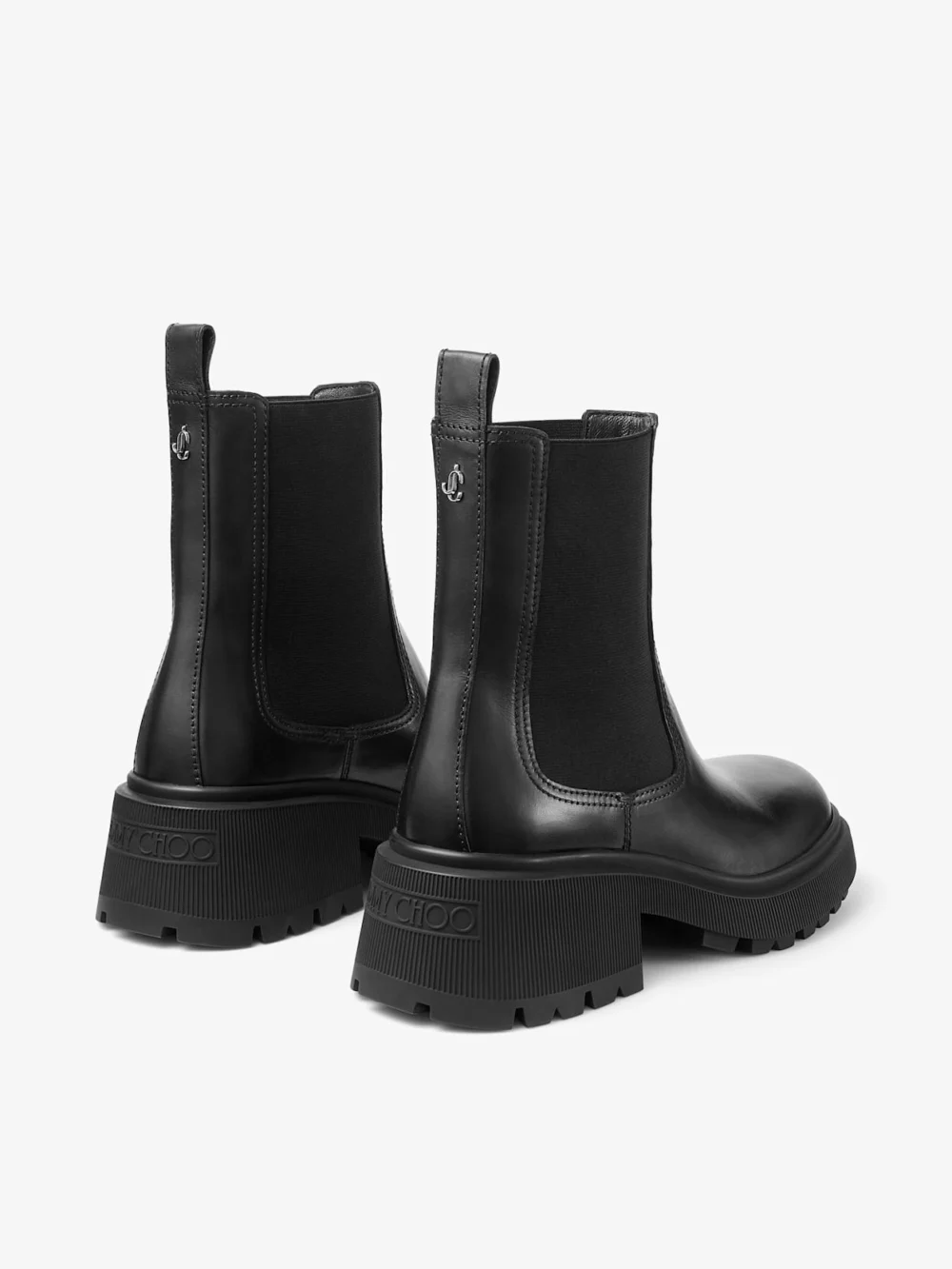 Jimmy Choo Tamia Chelsea Flat Black Shiny Calf Leather Chelsea Boots, another view
