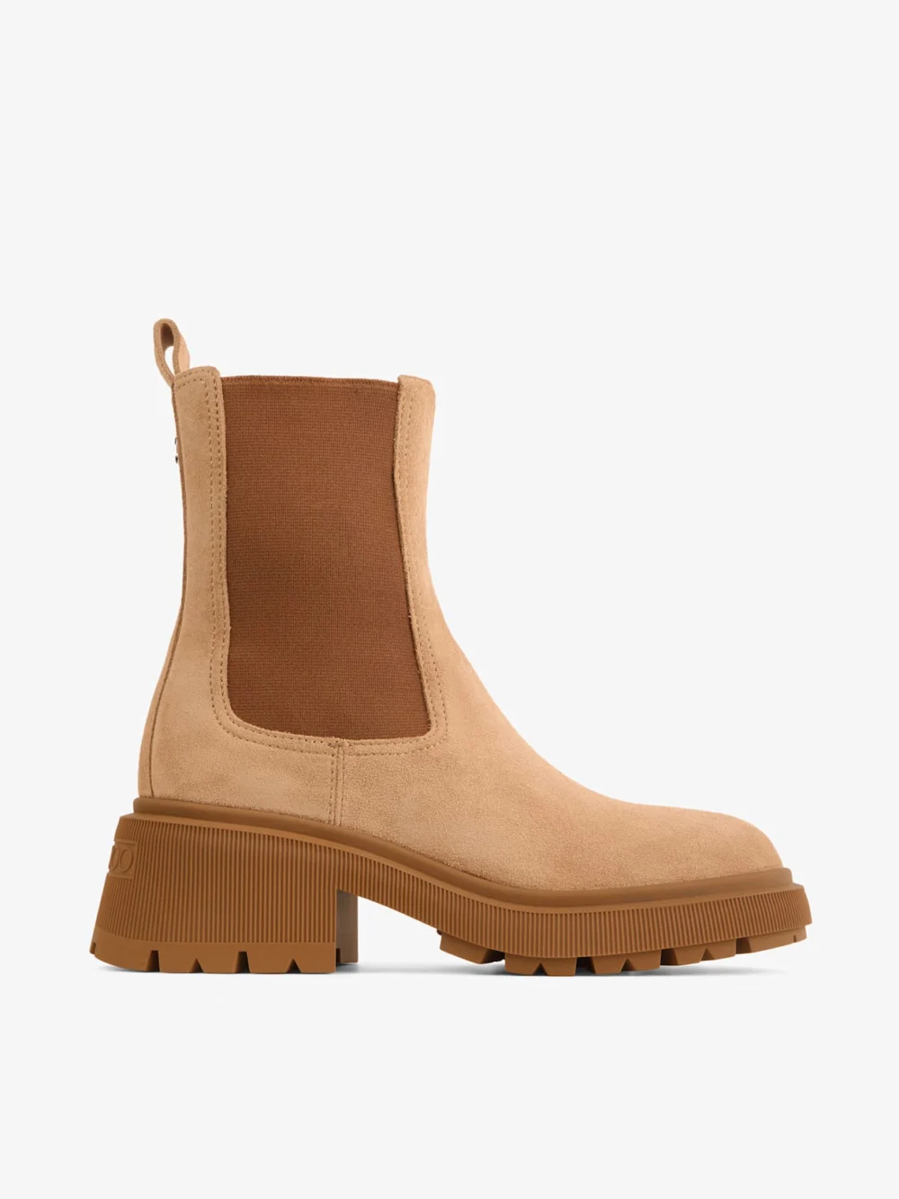 Jimmy Choo Tamia Chelsea Flat Toffee Velvet Suede Chelsea Boots in toffee