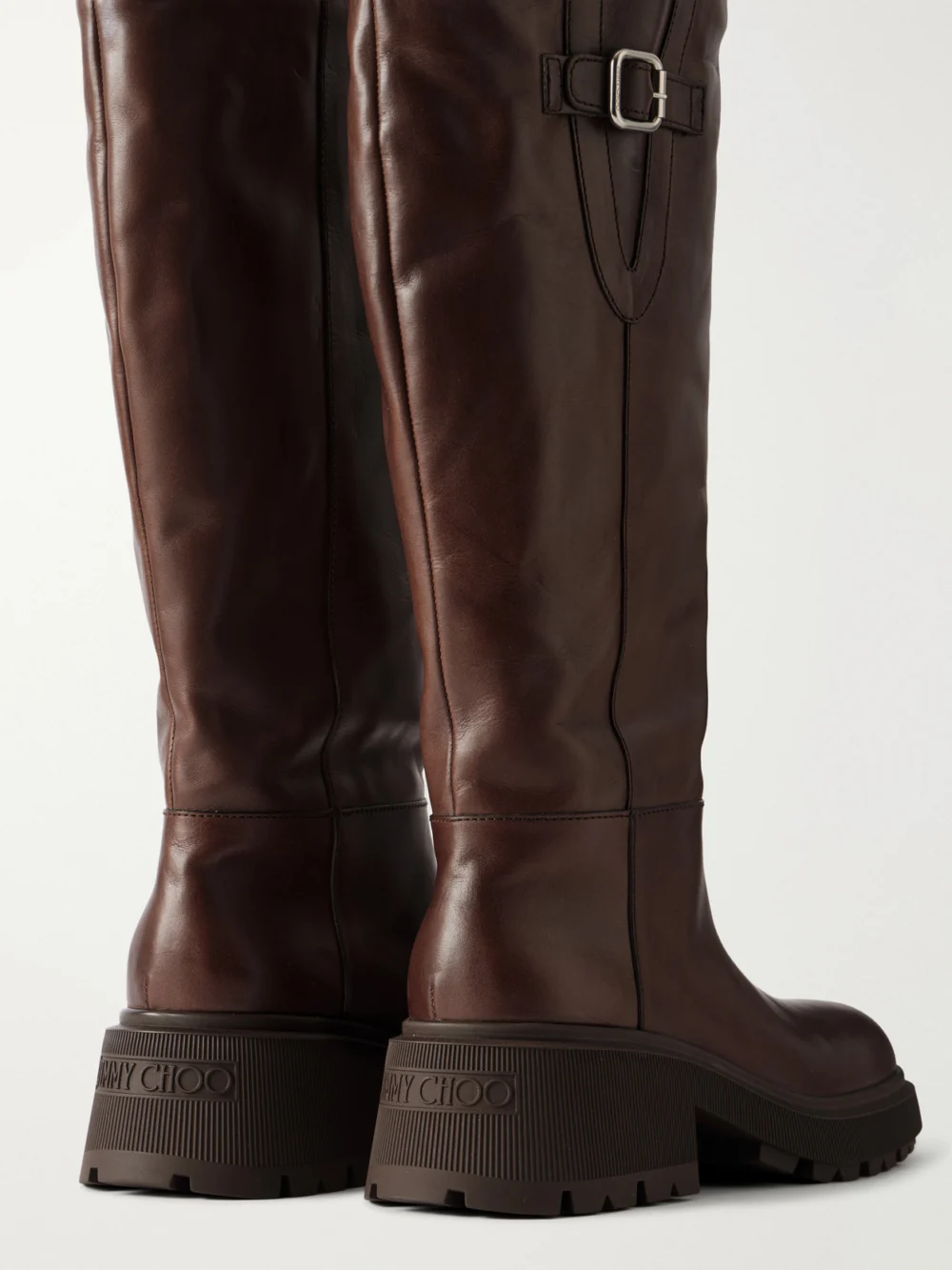 Close-up detail of the Jimmy Choo Tamsin Knitted Leather Ankle-boots