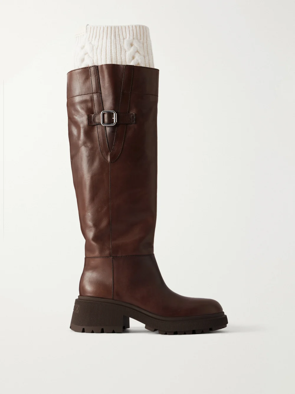 Jimmy Choo Tamsin Knitted Leather Ankle-boots in chocolate