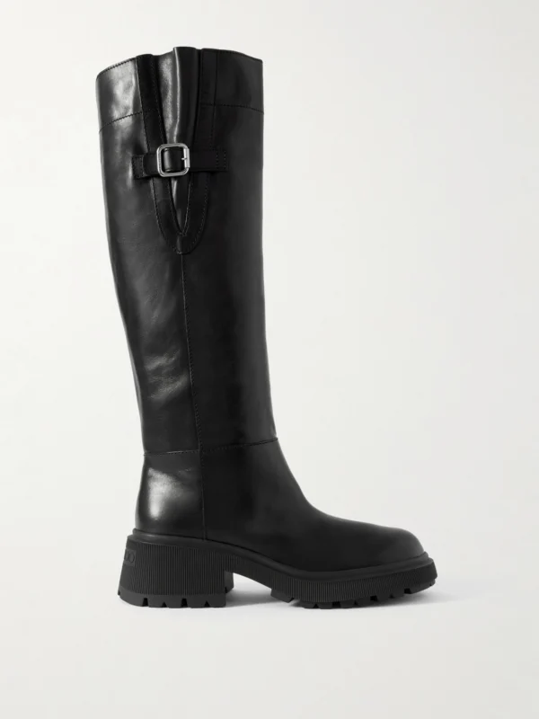 Jimmy Choo Tasmin 70 Buckled Glossed-leather Knee Boots