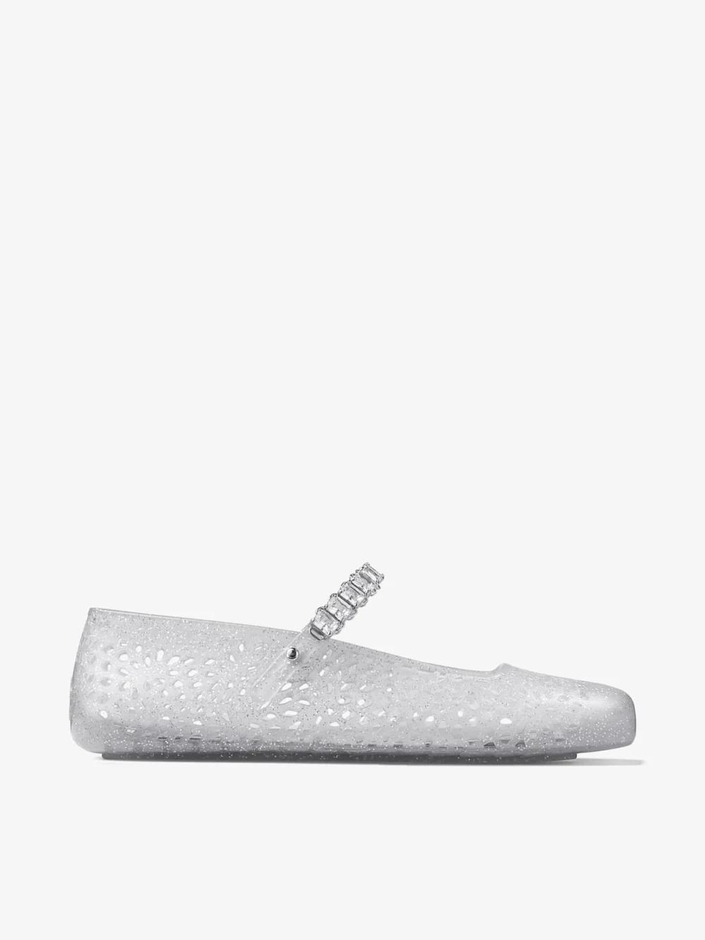 Jimmy Choo The Jelly Clear Jelly Ballerina Flats with Crystal Embellishment in clear