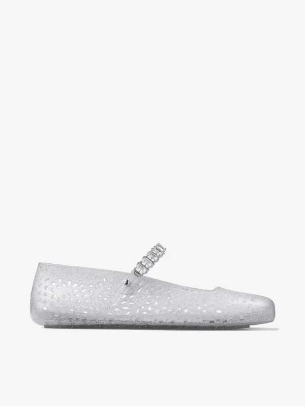 Jimmy Choo The Jelly Clear Jelly Ballerina Flats with Crystal Embellishment