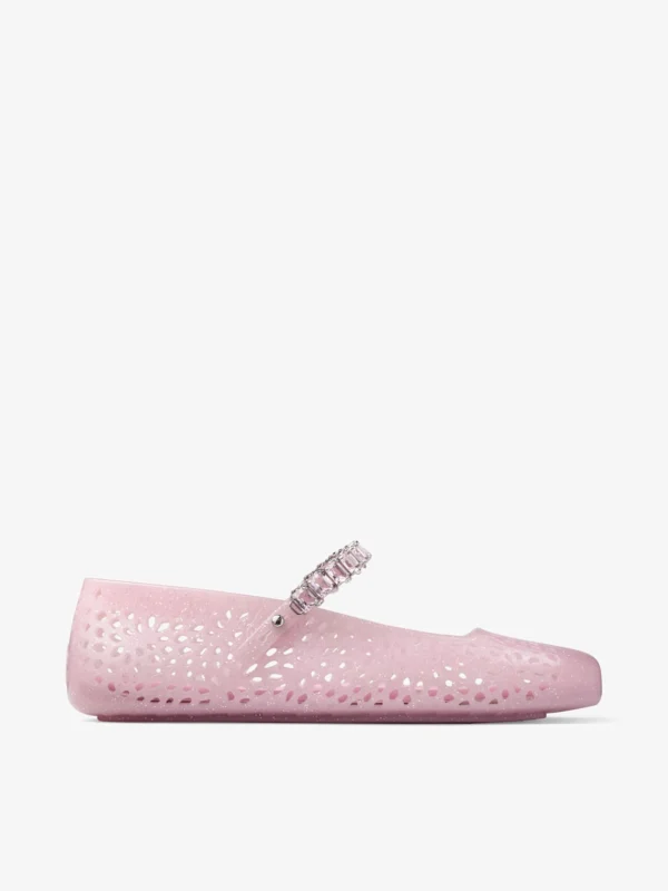 Jimmy Choo The Jelly Cotton Candy Jelly Ballerina Flats with Crystal Embellishment