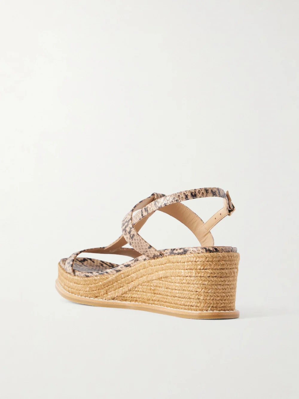 Back view of the Jimmy Choo Theia 60 Snake-effect Leather Espadrilles Wedge Sandals