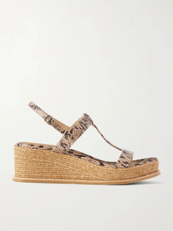 Jimmy Choo Theia 60 Snake-effect Leather Espadrilles Wedge Sandals