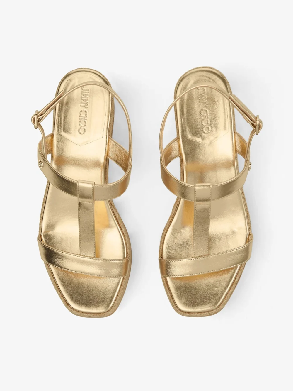 Jimmy Choo Theia Wedge 60 Gold Metallic Leather Wedge Sandals, another view