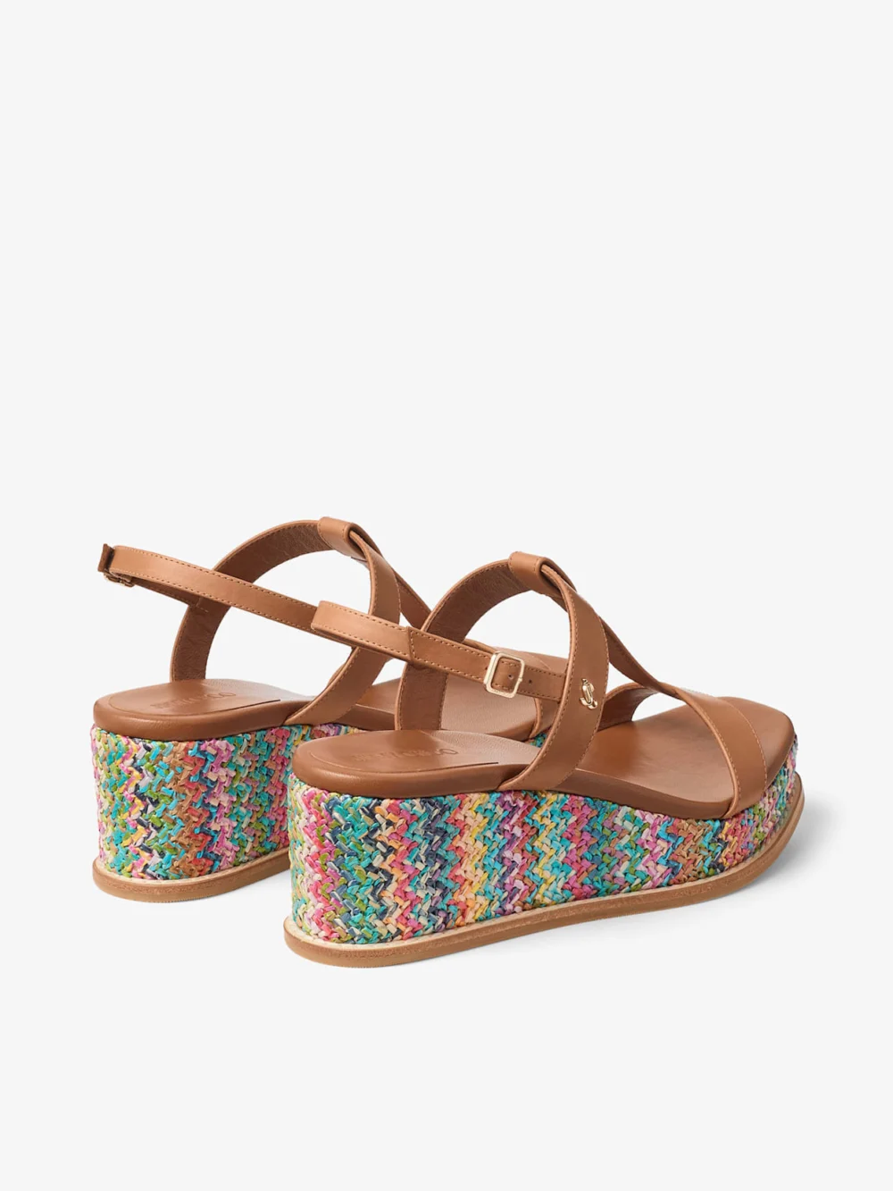 Jimmy Choo Theia Wedge 60 Multi Chevron Raffia Sandal Wedges, another view