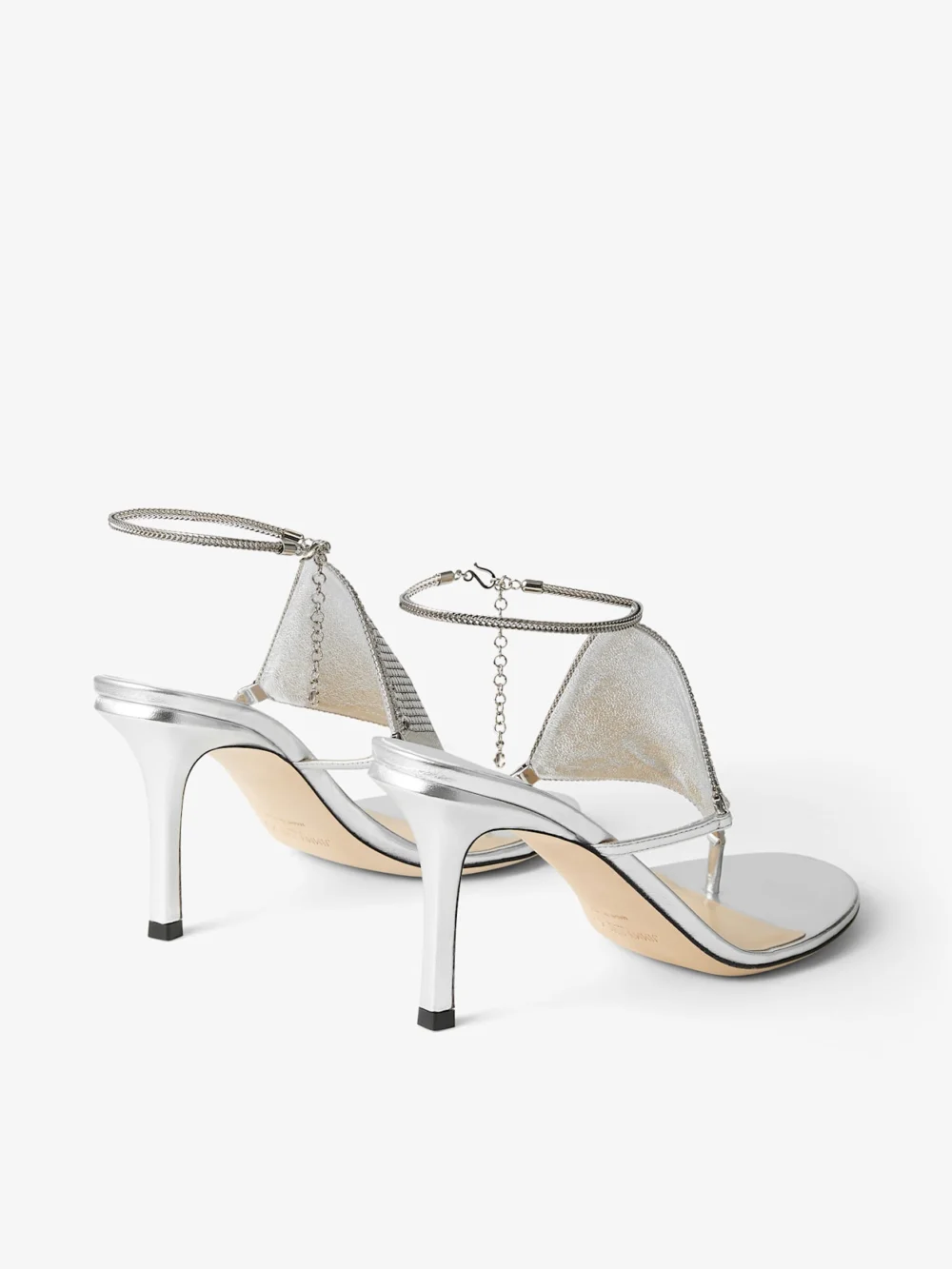 Jimmy Choo Thong Metallic Nappa Leather Sandal with Metal Mesh, another view