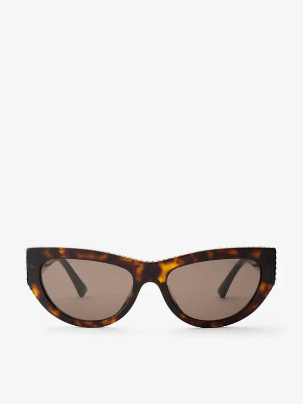 Jimmy Choo Vale Brown Havana Cat Eye Sunglasses