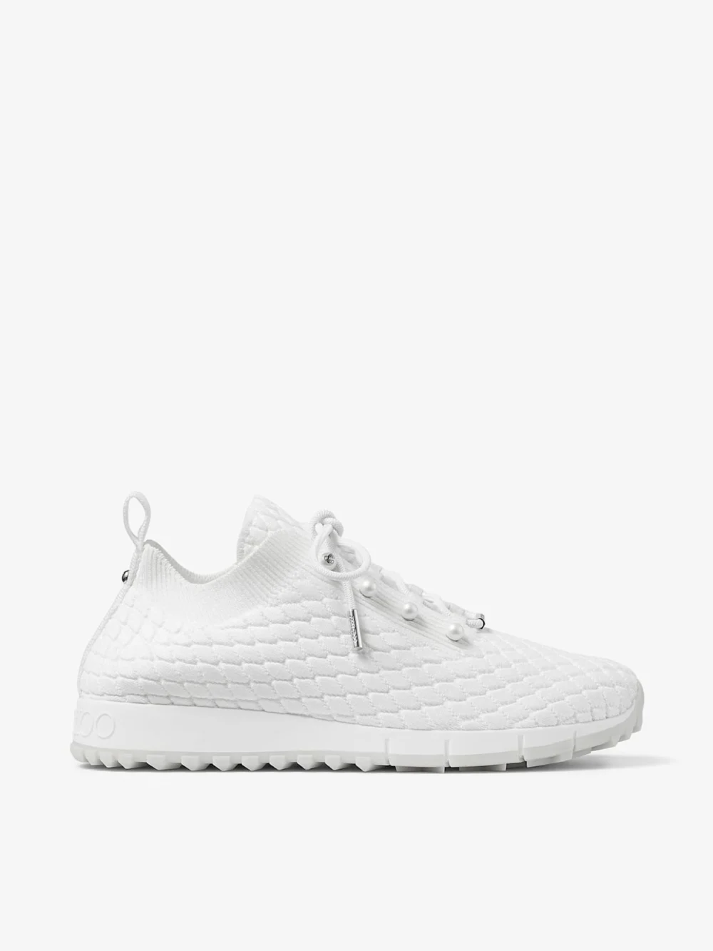 Jimmy Choo Veles White Textured Knit Trainers in x white