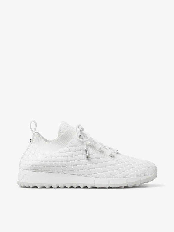 Jimmy Choo Veles White Textured Knit Trainers