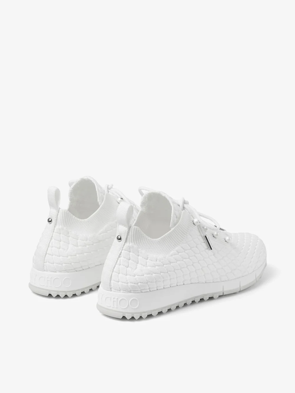 Jimmy Choo Veles White Textured Knit Trainers, another view