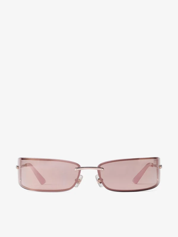 Jimmy Choo Verse Pale Gold and Pink Rectangular Metal Sunglasses