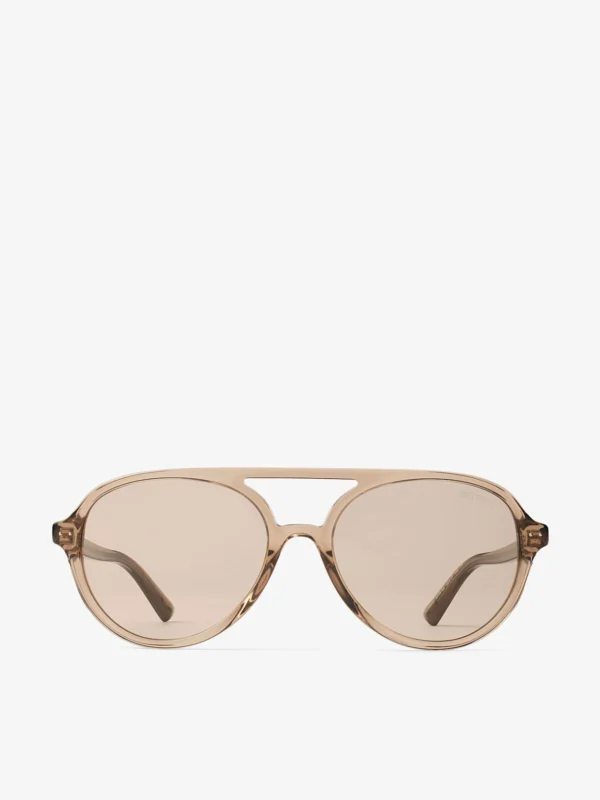 Jimmy Choo Vira Transparent Tan Aviator Sunglasses