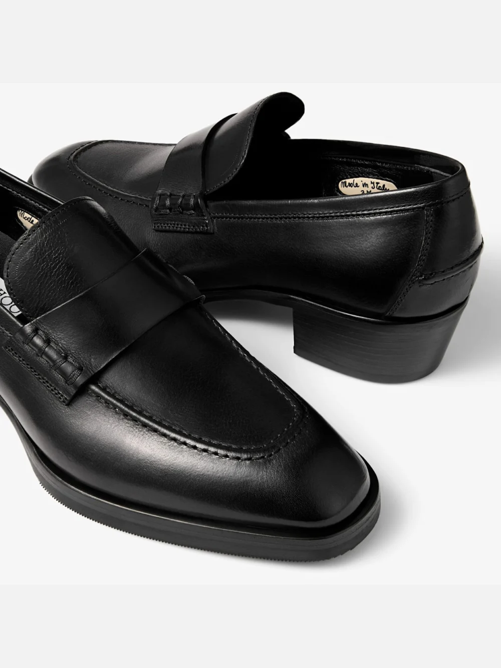 Back view of the Jimmy Choo Wilder Loafer F Black Buffalo Leather Loafers