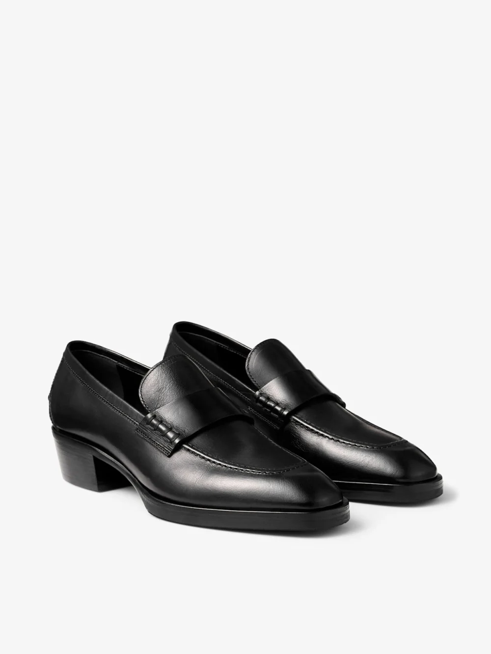 Close-up detail of the Jimmy Choo Wilder Loafer F Black Buffalo Leather Loafers