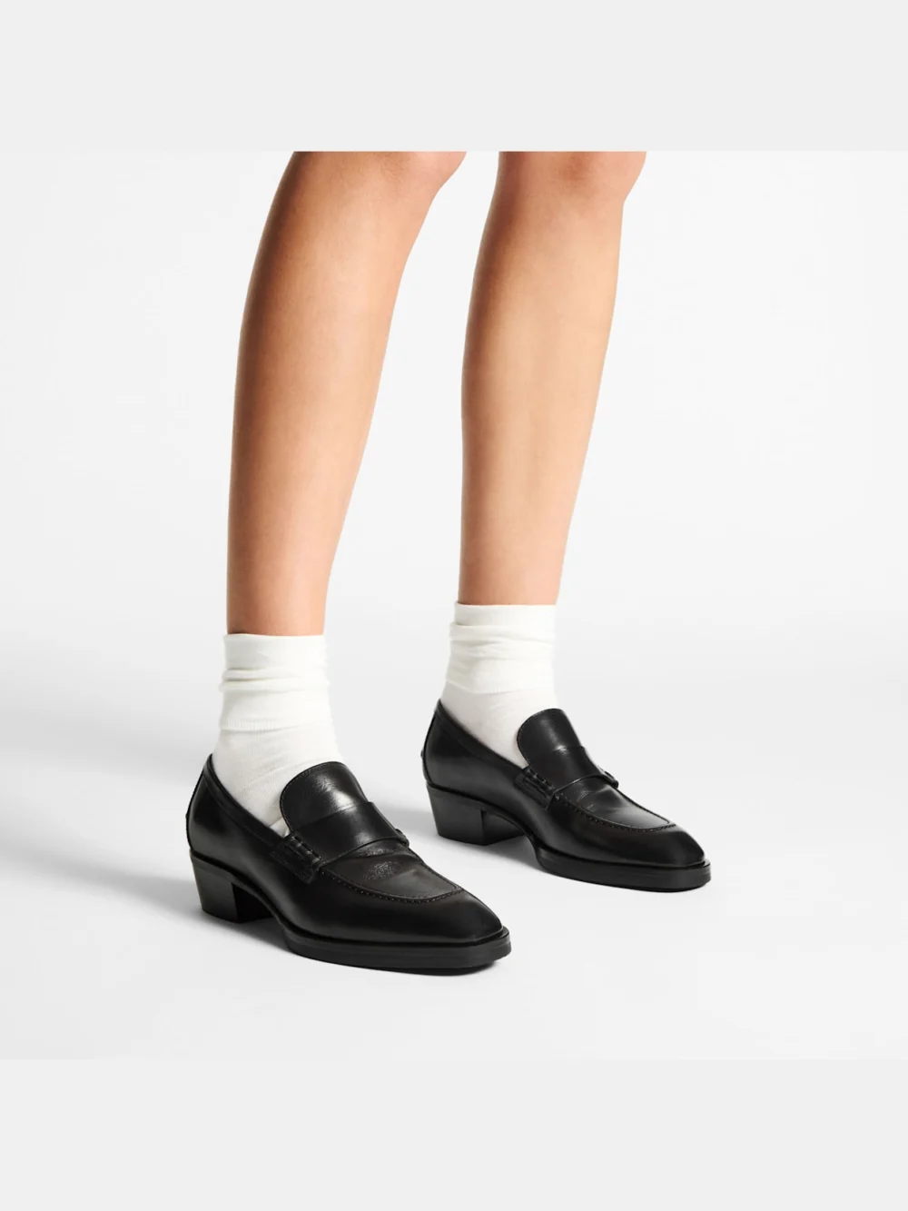 Side view of the Jimmy Choo Wilder Loafer F Black Buffalo Leather Loafers