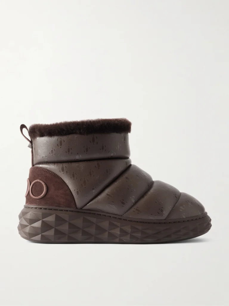 Jimmy Choo Xan Shearling-lined Quilted Logo-embossed Leather Boots