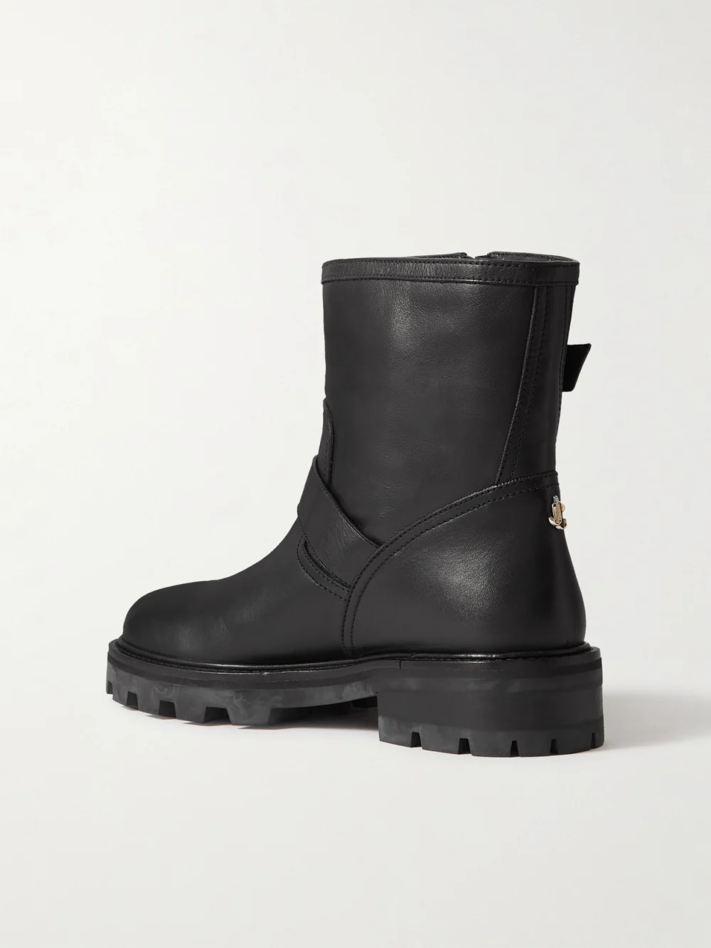 Back view of the Jimmy Choo Youth Ii Buckled Leather Ankle Boots