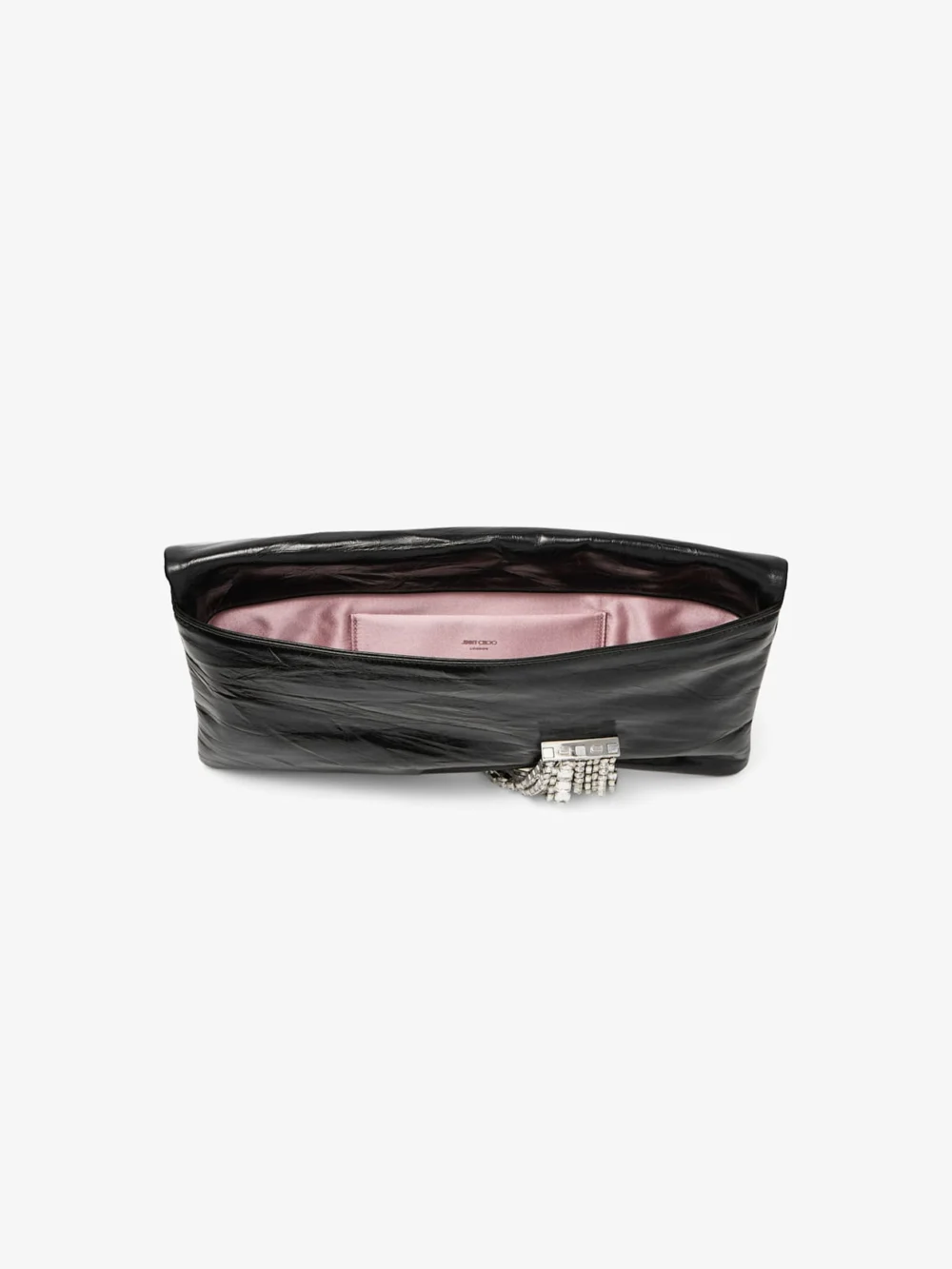 Jimmy Choo Zandra Black Vintage Metallic Leather Clutch Bag, another view