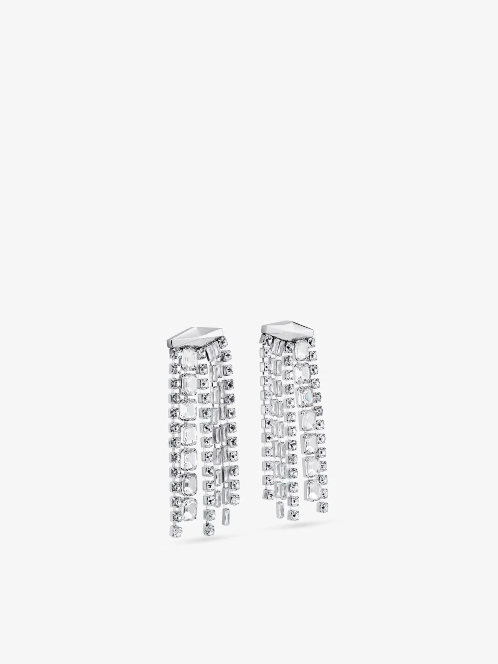 Close-up detail of the Jimmy Choo Zandra Earrings Silver Finish Crystal Earrings