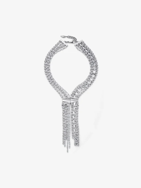Jimmy Choo Zandra Necklace Silver Finish Crystal Necklace