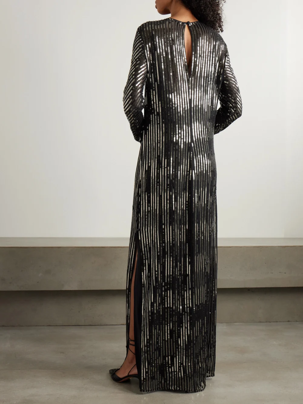 Back view of the Johanna Ortiz Actitud Nautica Sequinned Tulle Maxi Dress