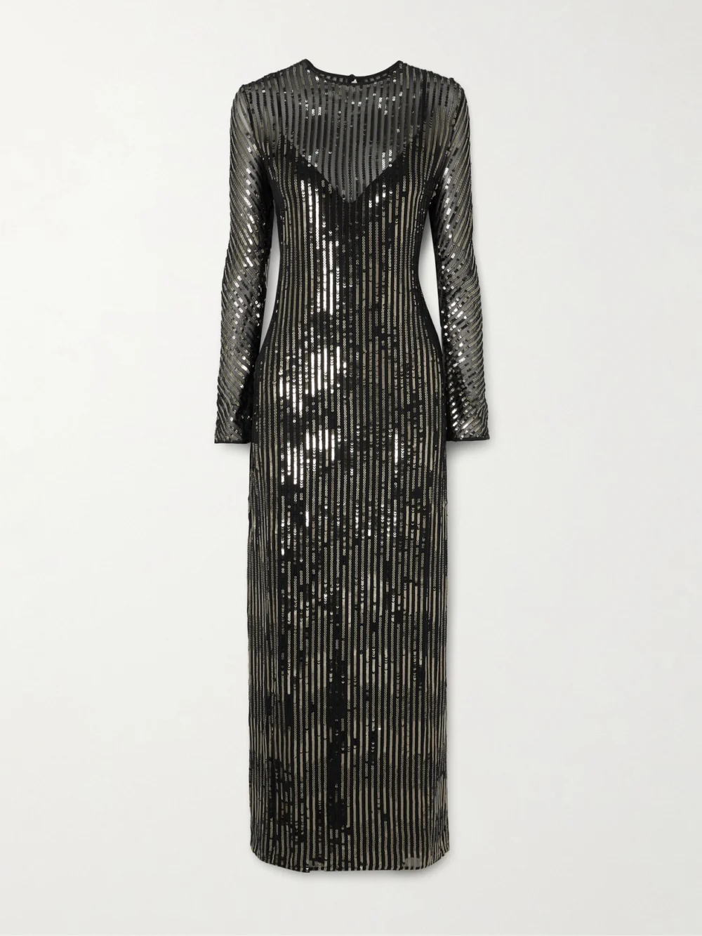 Johanna Ortiz Actitud Nautica Sequinned Tulle Maxi Dress in black