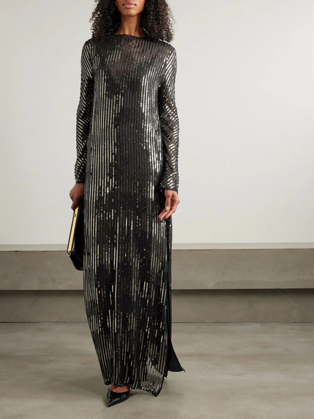 Johanna Ortiz Actitud Nautica Sequinned Tulle Maxi Dress, worn by a model