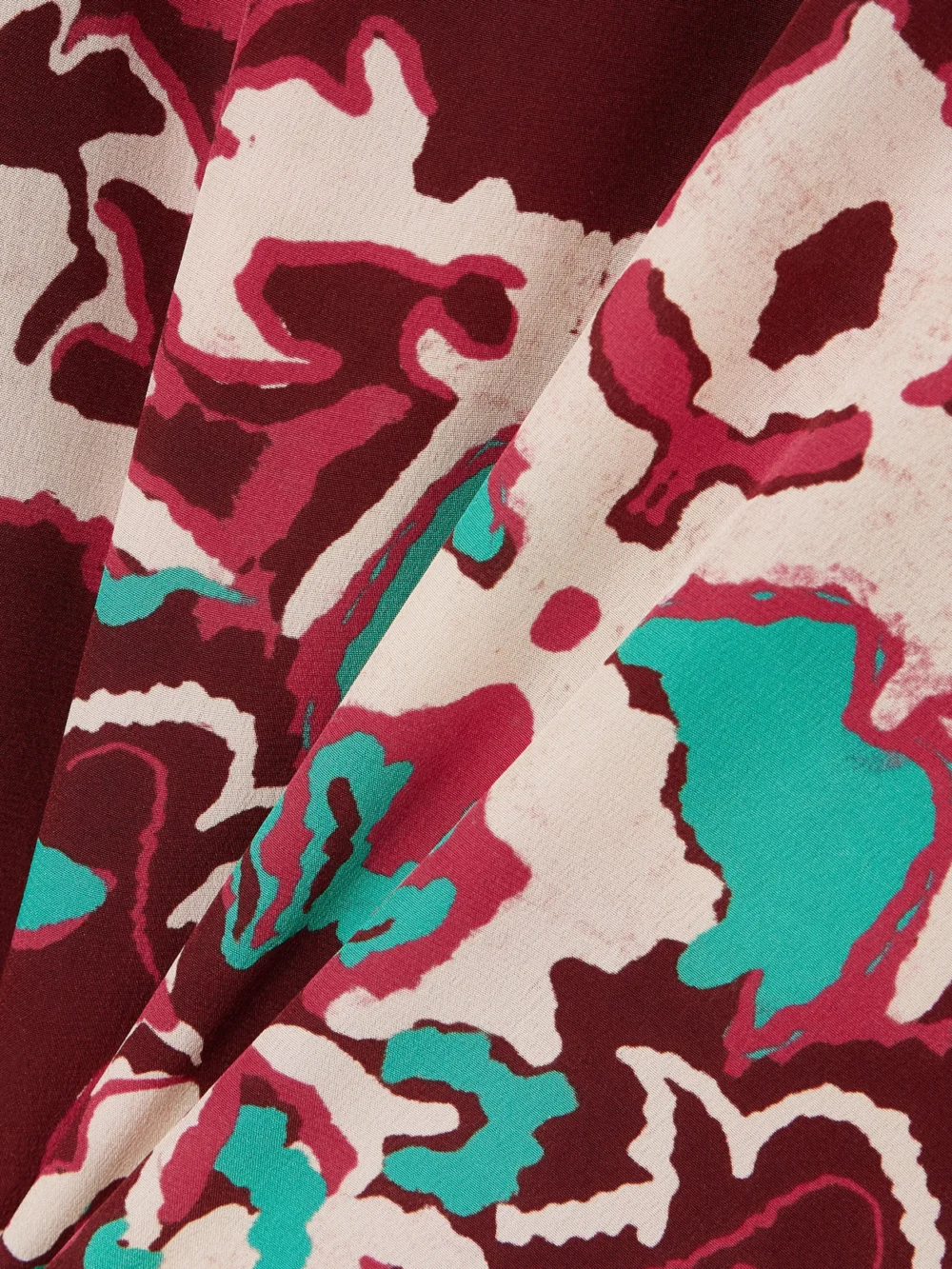 Close-up detail of the Johanna Ortiz Camino Real Printed Silk-crepe Maxi Dress