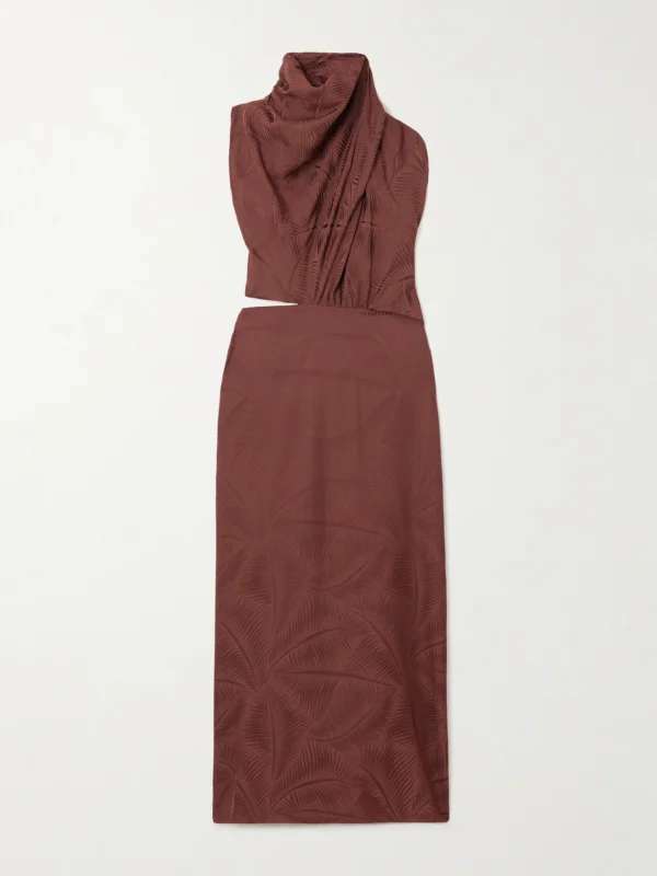 Johanna Ortiz Finding Balance Draped Cutout Jacquard Midi Dress