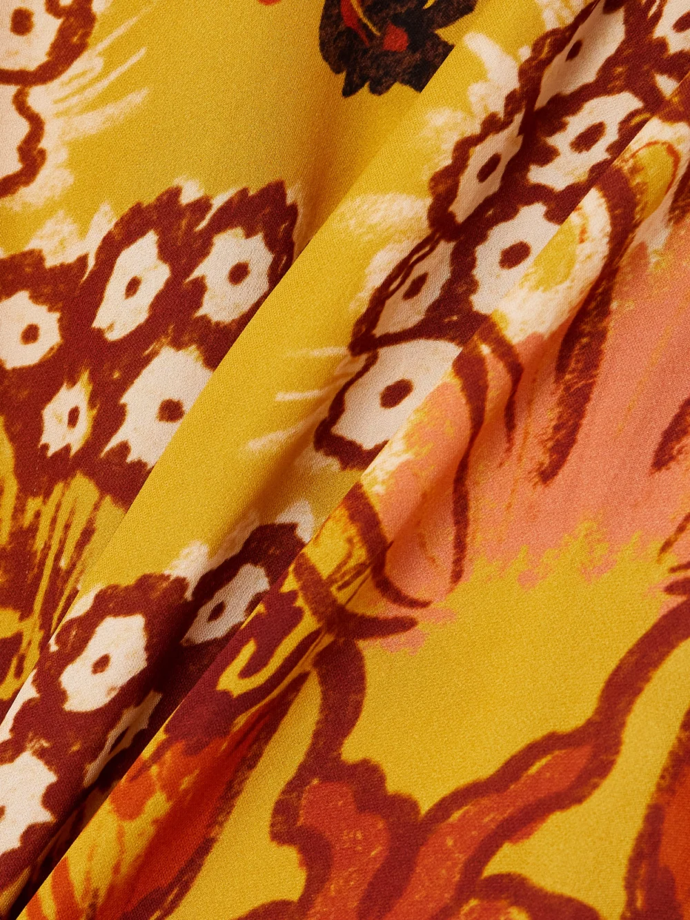 Close-up detail of the Johanna Ortiz Frontier Melodies Embroidered Printed Silk-georgette Maxi Dress