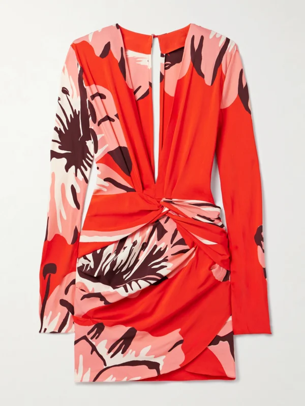 Johanna Ortiz Gangaway Twist-front Floral-print Crepe Mini Dress