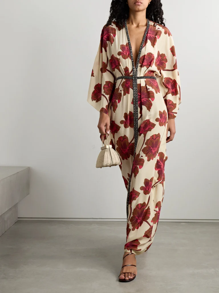 Johanna Ortiz Hear the Wind Sing Crystal-embellished Floral-print Silk Crepe De Chine Maxi Dress